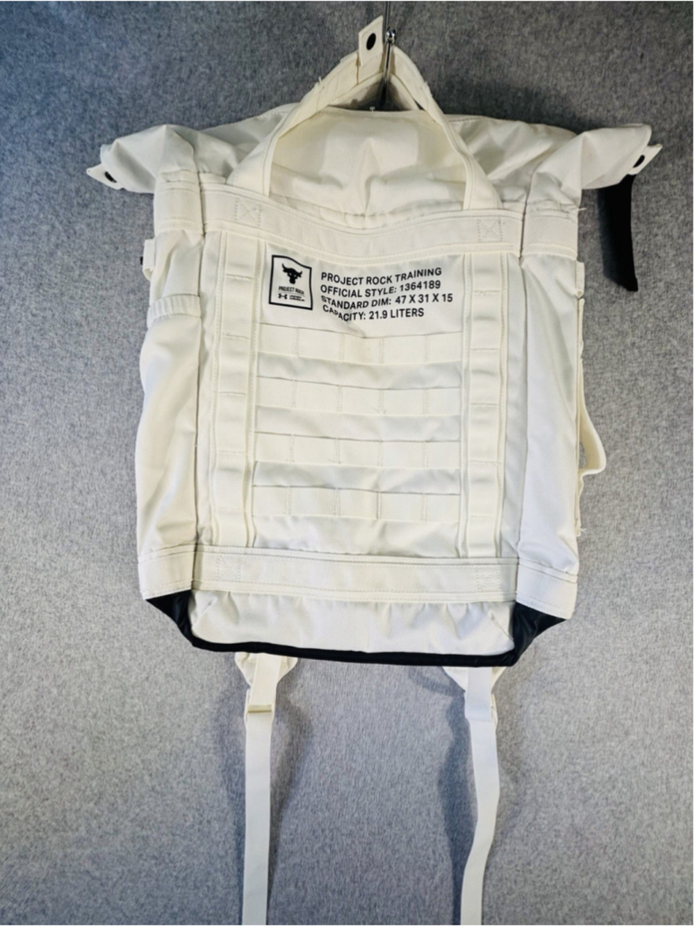 Under Armour Project Rock Box Duffle Backpack White Gym Bag 1364189 21.9L